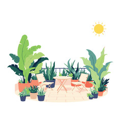 Potted plants in ceramic containers