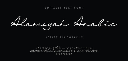Script Elegant Signature Typeface. Lettering signature font isolated on background. brush style alphabet. Vector logo letters.
