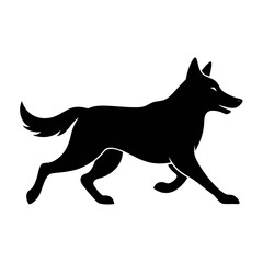silhouette of German Shepherd dog runing on white background