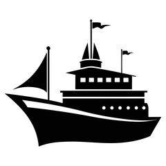 Ship vector clean black silhouette design white background