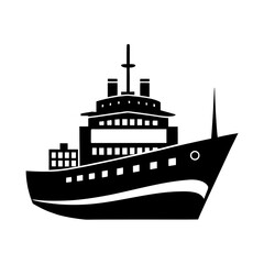 Obraz premium Ship vector clean black silhouette design white background