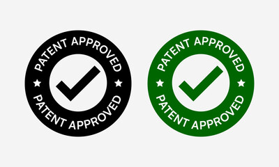 Patent Approved Stamp Vector Icons. Checkmark Mark for Approved Inventions.