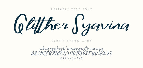 Signature Font Uppercase Lowercase And Number. Script Font Calligraphy Logotype  elegant Font Type Font lettering handwritten. vector illustration  
