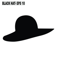 Black Hat Vector Illustration – Classic Fashion Accessory, Stylish Headwear Icon for Clothing Design, Branding, Costume Graphics, E-Commerce, and Digital Art