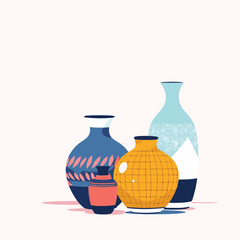 Pottery collection with ceramic vases