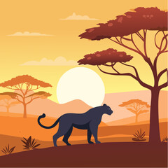 Wild african background with panther pattern