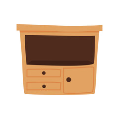 Cartoon Style Home Sideboard with Drawer Cabinet Interior Furniture Illustration