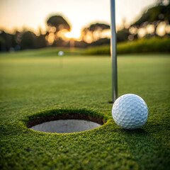 Fototapeta premium Golf putting green precision shot on isolated turf