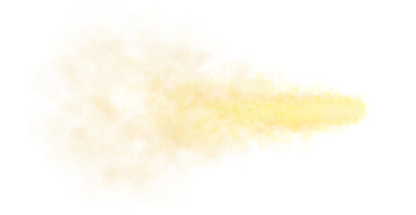 Realistic yellow smoke or mist texture isolated on a transparent background for creative use in visual effects projects and digital artworks