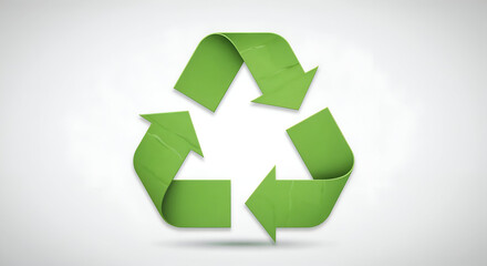 Obraz premium Green Recycle Symbol Isolated on White Background, 3D Rendered Eco-Friendly Recycling Icon for Sustainability, Waste Management, Environmental Protection, Renewable Resources, Recycle Concept, Green 