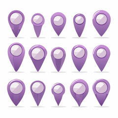 Set of violet navigation pointers and markers vector