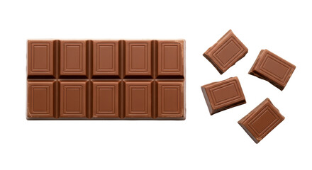 Isolated Chocolate Bar and Pieces