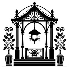 porchdecor vector clean black silhouette design white background