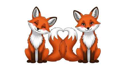 Obraz premium Isolated Two Foxes Couple