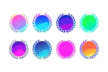 Gradient laurel wreath circle design element collection for logo badge emblem and decoration vector 100