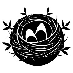 Nest of Echoes vector clean black silhouette design white background