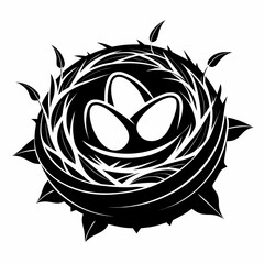 Nest of Echoes vector clean black silhouette design white background