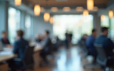 Business office with blurred people casual wear, with blurred bokeh background. High quality