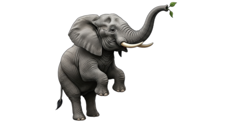 Isolated Elephant Standing on Hind Legs: Circus Act