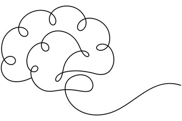 Human brain continuous one line drawing minimalist medical anatomy vector illustration