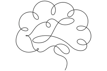 Human brain continuous one line drawing minimalist medical anatomy vector illustration