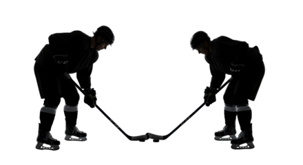 Isolated Silhouette of Hockey Players