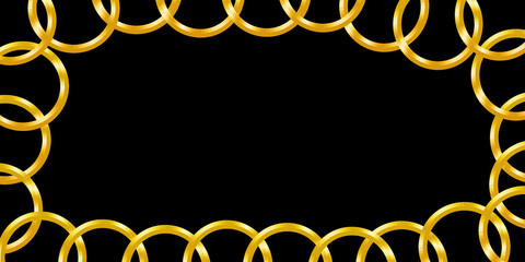 frame with golden ornament on Black background