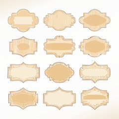 Vintage beige blank paper decorative label set VECTOR