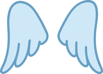 Simple Cartoon Angel Wings Illustration Design with Pale Blue Color Detail