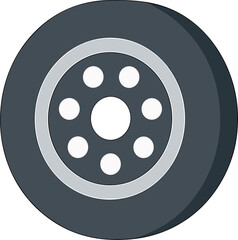 Simple Flat Tire Rubber Automobile Wheel Road Icon Illustration