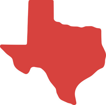 Simple Solid Red Fill Texas State Shape Geography Element