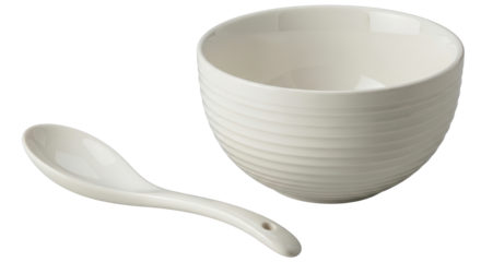 Isolated White Bowl and Spoon