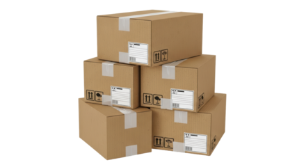 Isolated Stack of Cardboard Boxes