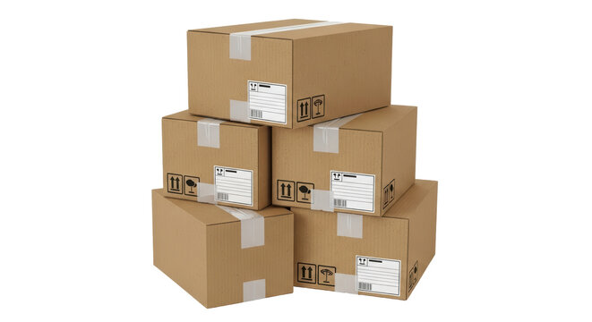 Isolated Stack of Cardboard Boxes