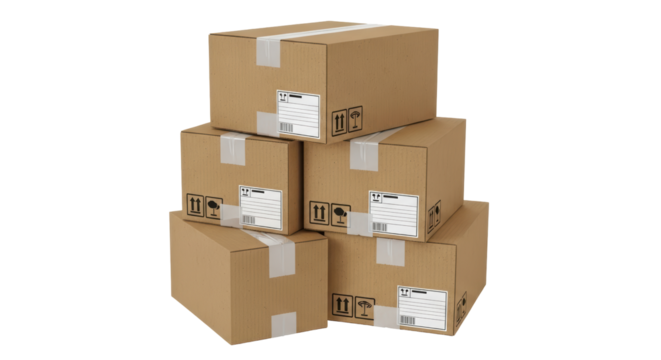 Isolated Stack of Cardboard Boxes