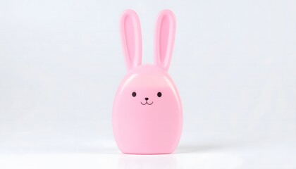 Obraz premium Pink Rabbit Figurine Standing, Isolated on White Background