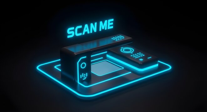Scan Me with QR Code Reader on Smartphone | Neon Style Technology for Business, Marketing, and Information Access