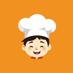 Happy Chef Boy with White Hat Smiling