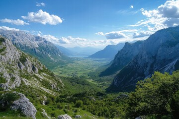 Obraz premium Wide scenic mountain valley landscape