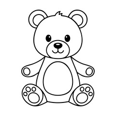 Black and White Line Art Cartoon Bear Coloring Page