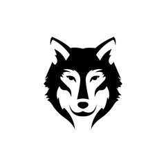 head wolf silhouette logo design vector