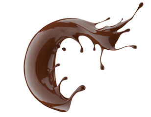 chocolate splash isolated on white background. 3d render