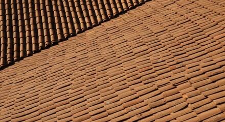 Red Clay Roof Tiles on Sloped Roof in Warm Natural Light