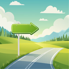 Green road arrow sign Summer