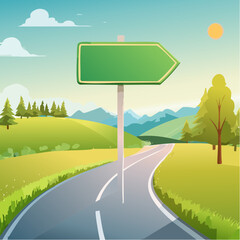 Green road arrow sign Summer
