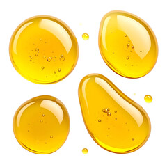 Golden Liquid Droplets: A high-angle shot showcasing multiple translucent droplets, each brimming with rich color and delicate air bubbles, coalescing into captivating shapes.