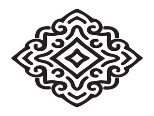 Elegant batik textile design icon in minimal flat vector illustration