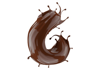 chocolate splash isolated on white background. 3d render