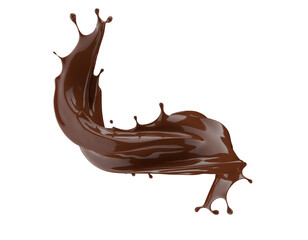 chocolate splash isolated on white background. 3d render