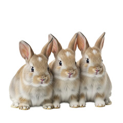 Obraz premium Lauschige Hasenbabys sitzen eng zusammen vor einem transparentem Hintergrund, PNG